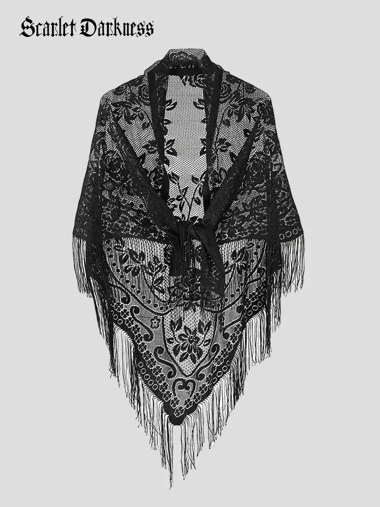 Victorian Lace Tassel Cape
